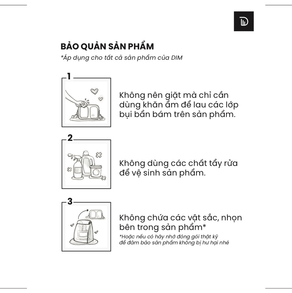 Hướng dẫn vệ sinh các sản phẩm của DIM